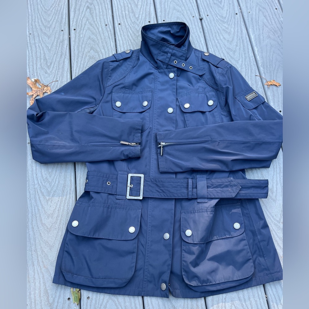 Women’s Barbour Navy Blue Waterproof Jacket with Belt